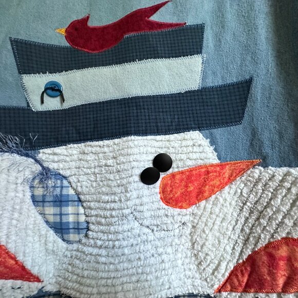 Vintage Women's 2X Denim Shirt Front & Back DIY 3D Snowman Applique Embroidery - Picture 5 of 11